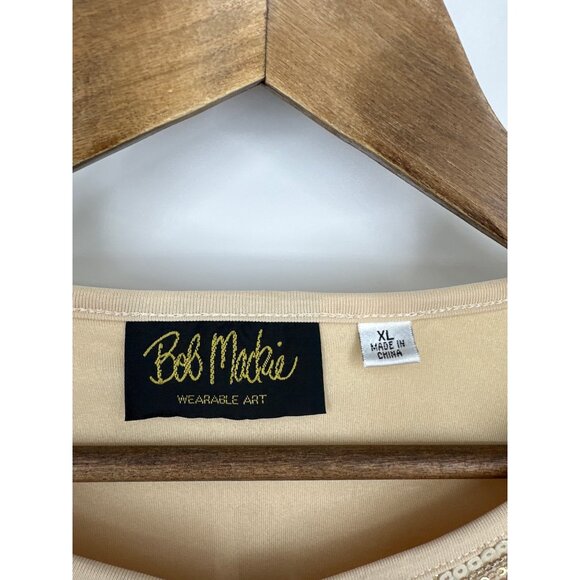 Bob Mackie Wearable Art Beige & Gold Sequin Chevron Jacket Fully Lined Size XL - Picture 4 of 9